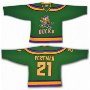 Anaheim Mighty Ducks 21 Dean Portman Green Movie Hockey Men Jersey