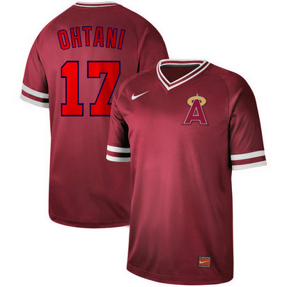 Angels 17 Shohei Ohtani Red Throwback Jersey