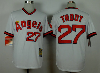 Angels 27 Mike Trout White 1980 Turn Back The Clock Jersey