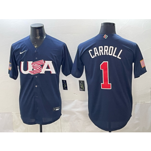 Arizona Diamondbacks 1 Carroll Navy World Cup Cool Base Men Jersey