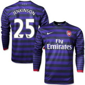 Arsenal 25 Carl Jenkinson Long Sleeves Away Club Soccer Jerseys