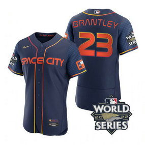 Astros 23 Michael Brantley Navy Nike 2022 World Series City Connect Flexbase Jersey