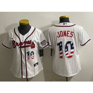 Atlanta Braves 10 Jones White USA 250 Fourth of July Cool Base Women Jersey Atlanta Braves 10 Jones White USA 250 Fourth of July Cool Base Women Jersey