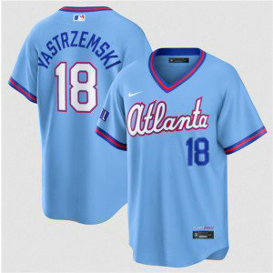 Atlanta Braves 18 Mike Yastrzemski Powder Blue 2026 City Connect Cool Base Men Jersey