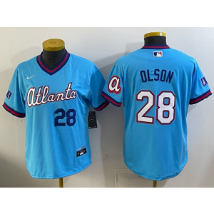 Atlanta Braves 28 OLSON Blue 2026 City Connect Cool Base Women Jersey Atlanta Braves 28 OLSON Blue 2026 City Connect Cool Base Women Jersey