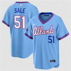 Atlanta Braves 51 Chris Sale Powder Blue 2026 City Connect Cool Base Men Jersey