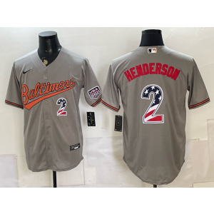 Baltimore Orioles 2 Henderson Grey USA 250 Fourth of July Men Jersey