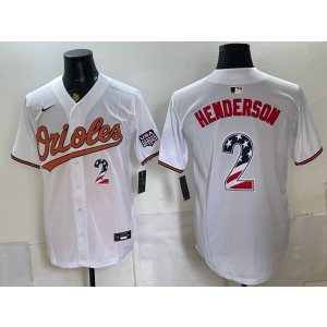 Baltimore Orioles 2 Henderson White USA 250 Fourth of July Men Jersey