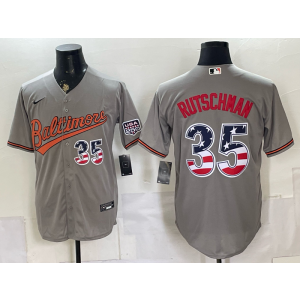 Baltimore Orioles 35 Adley Rutschman Grey USA 250 Fourth of July Men Jersey