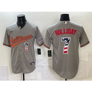 Baltimore Orioles 7 Holliday Grey USA 250 Fourth of July Men Jersey