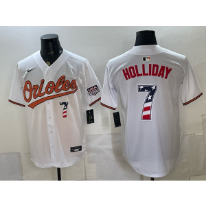 Baltimore Orioles 7 Holliday White USA 250 Fourth of July Men Jersey