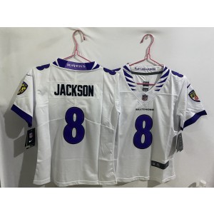 Baltimore Ravens 8 Lamar Jackson White 2026 New Vapor Limited Youth Jersey