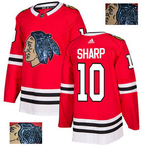 Blackhawks #10 Patrick Sharp Red Home Authentic Fashion Gold Stitched Hockey Jersey