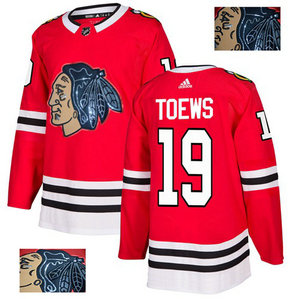 Blackhawks #19 Jonathan Toews Red Home Authentic Fashion Gold Stitched Hockey Jersey