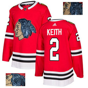 Blackhawks #2 Duncan Keith Red Home Authentic Fashion Gold Stitched Hockey Jersey