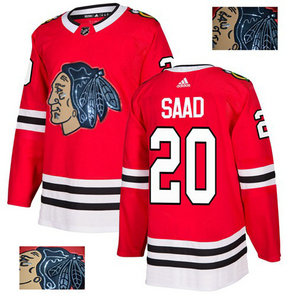 Blackhawks #20 Brandon Saad Red Home Authentic Fashion Gold Stitched Hockey Jersey