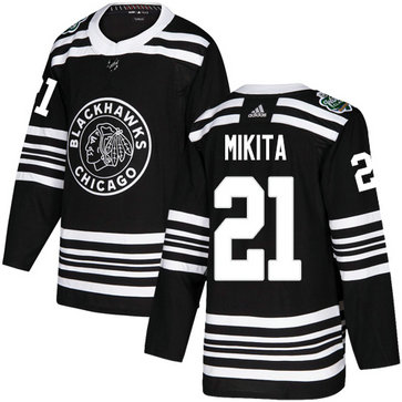 Blackhawks #21 Stan Mikita Black Authentic 2019 Winter Classic Stitched Hockey Jersey