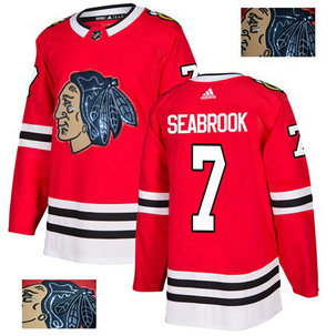 Blackhawks #7 Brent Seabrook Red Home Authentic Fashion Gold Stitched Hockey Jersey