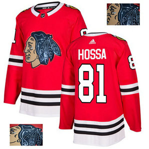 Blackhawks #81 Marian Hossa Red Home Authentic Fashion Gold Stitched Hockey Jersey