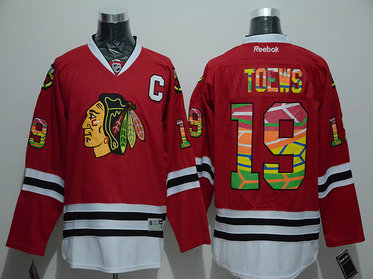 Blackhawks 19 Jonathan Toews Red Colorful Letters Reebok Jersey Blackhawks 19 Jonathan Toews Red Colorful Letters Reebok Jersey
