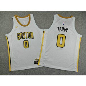 Boston Celtics 0 Jayson Tatum White Gold Youth Jersey