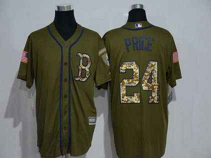 Boston Red Sox #24 David Price Green Salute To Service Majestic Baseball Jersey