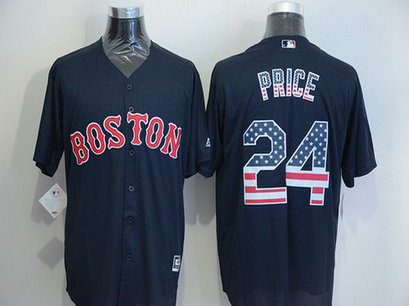 Boston Red Sox #24 David Price Navy Blue USA Flag Fashion MLB Baseball Jersey