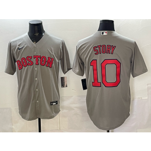 Boston Red Sox 10 Story Grey Cool Base Men Jersey