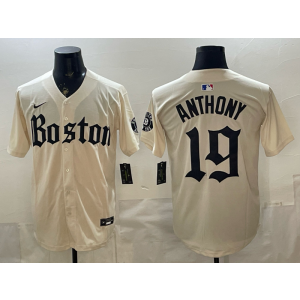 Boston Red Sox 19 Anthony Cream Gothic Cool Base Men Jersey