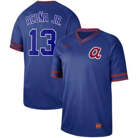 Braves 13 Ronald Acuna Jr Blue Throwback Jersey