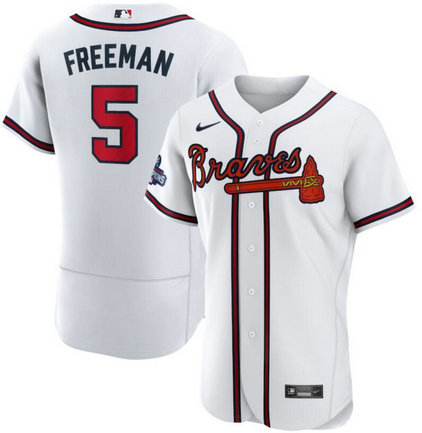 Braves 5 Freddie Freeman White Nike 2021 World Series Champions Flexbase Jersey
