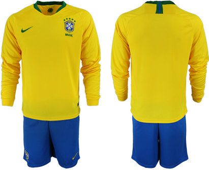 Brazil Home 2018 FIFA World Cup Long Sleeve Soccer Jersey Brazil Home 2018 FIFA World Cup Long Sleeve Soccer Jersey