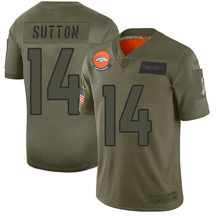 Broncos #14 Courtland Sutton Camo Men's Stitched Football Limited 2019 Salute To Service Jersey