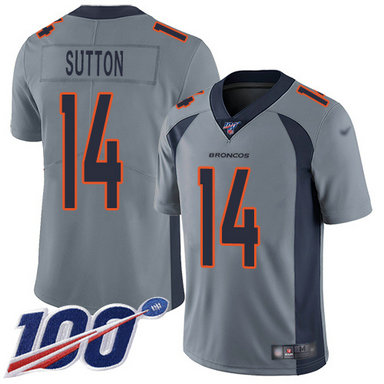 Broncos #14 Courtland Sutton Gray Men's Stitched Football Limited Inverted Legend 100th Season Jersey