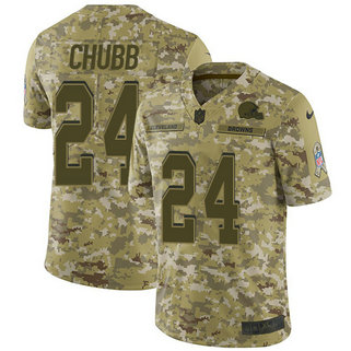 Browns #24 Nick Chubb Camo Men's Stitched Football Limited 2018 Salute To Service Jersey