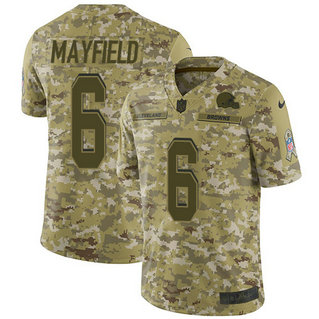 Browns #6 Baker Mayfield Camo Men's Stitched Football Limited 2018 Salute To Service Jersey