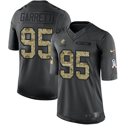 Browns #95 Myles Garrett Black Men's Stitched Football Limited 2016 Salute to Service Jersey