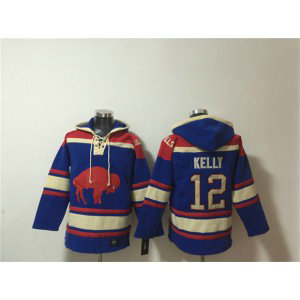 Buffalo Bills 12 Jim Kelly Royal Ageless Must-Have Lace-Up Pullover Hoodie Buffalo Bills 12 Jim Kelly Royal Ageless Must-Have Lace-Up Pullover Hoodie