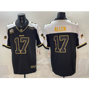 Buffalo Bills 17 Allen Black Gold F.U.S.E. Vapor Limited Men Jersey with Patch
