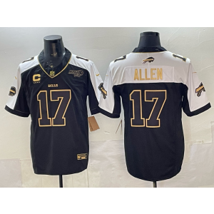 Buffalo Bills 17 Josh Allen Black White Gold F.U.S.E. Vapor Limited Men Jersey with Patch