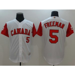 Canada Baseball 5 Freddie Freeman White 2017 World Baseball Classic Jersey