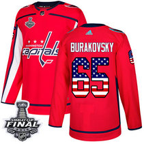 Capitals #65 Andre Burakovsk Red Home Authentic USA Flag 2018 Stanley Cup Final Stitched NHL Adidas Jersey
