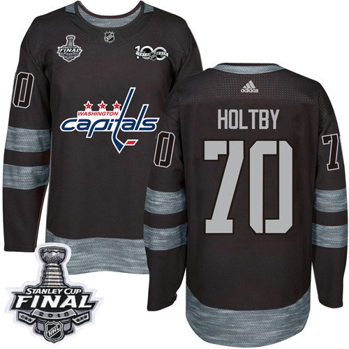 Capitals #70 Braden Holtby Black 1917-2017 100th Anniversary 2018 Stanley Cup Final Stitched NHL Adidas Jersey