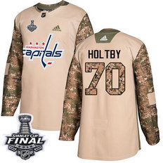 Capitals #70 Braden Holtby Camo Authentic 2017 Veterans Day 2018 Stanley Cup Final Stitched NHL Adidas Jersey