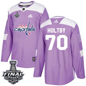 Capitals #70 Braden Holtby Purple Authentic Fights Cancer 2018 Stanley Cup Final Stitched NHL Adidas Jersey