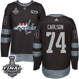 Capitals #74 John Carlson Black 1917-2017 100th Anniversary 2018 Stanley Cup Final Stitched NHL Adidas Jersey