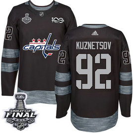 Capitals #92 Evgeny Kuznetsov Black 1917-2017 100th Anniversary 2018 Stanley Cup Final Stitched NHL Adidas Jersey