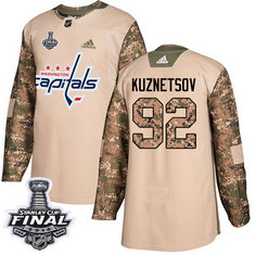 Capitals #92 Evgeny Kuznetsov Camo Authentic 2017 Veterans Day 2018 Stanley Cup Final Stitched NHL Adidas Jersey