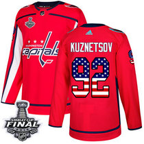 Capitals #92 Evgeny Kuznetsov Red Home Authentic USA Flag 2018 Stanley Cup Final Stitched NHL Adidas Jersey