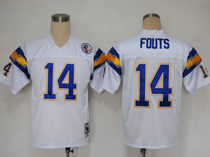 Chargers 14 Fouts White Throwback Jerseys
